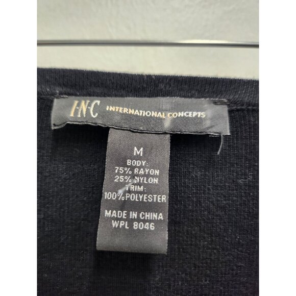 INC International Concepts Sweater Womens Medium Black Polka Dot Hem Pullover - Picture 3 of 8